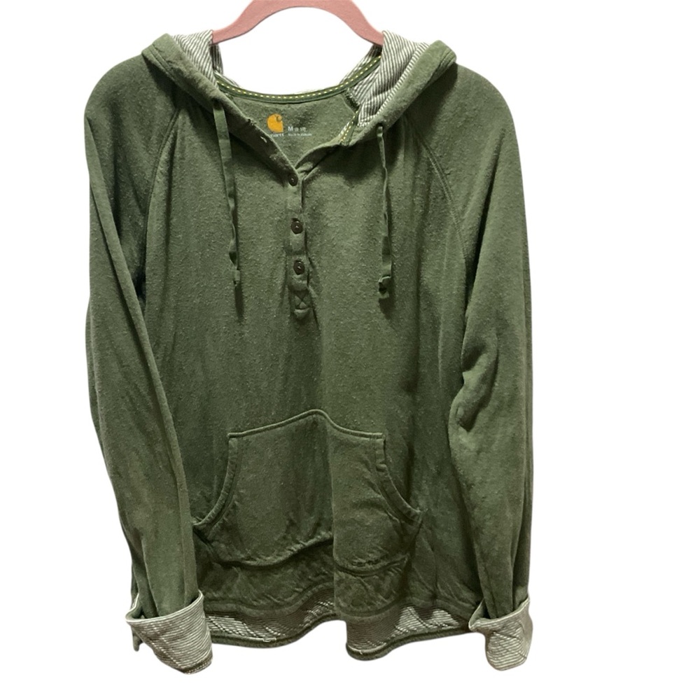Carhartt Hoodie Womens Medium Pondera Henley Pullover Hooded Sweatshirt